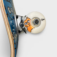 Meow Sticker Pile CMYK CYAN complete. 8.25” wide 52mm wheels - Krudco. Skateshop