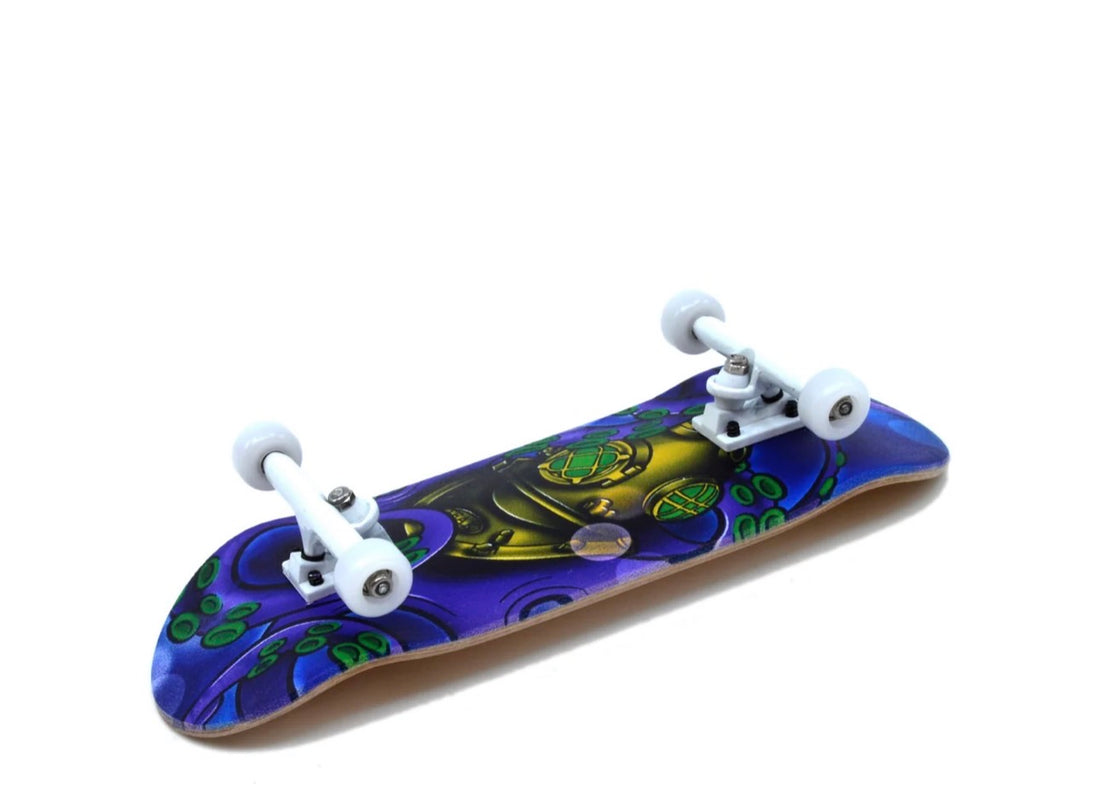 Teak Tuning 34mm Prolific Gen2 Fingerboard Complete - "Deep Sea Dive" Graphic - Gen2 Prodigy Trucks + Pro Duro Bubble Bushings - Krudco. Skateshop