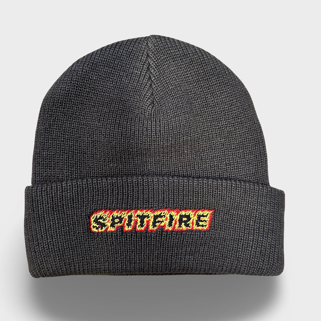 Spitfire Flames Script Cuff Beanie Charcoal - Krudco. Skateshop