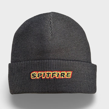 Spitfire Flames Script Cuff Beanie Charcoal