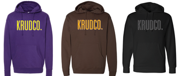 KRUDCO hooded Sweatshirt. Black,Brown or Purple