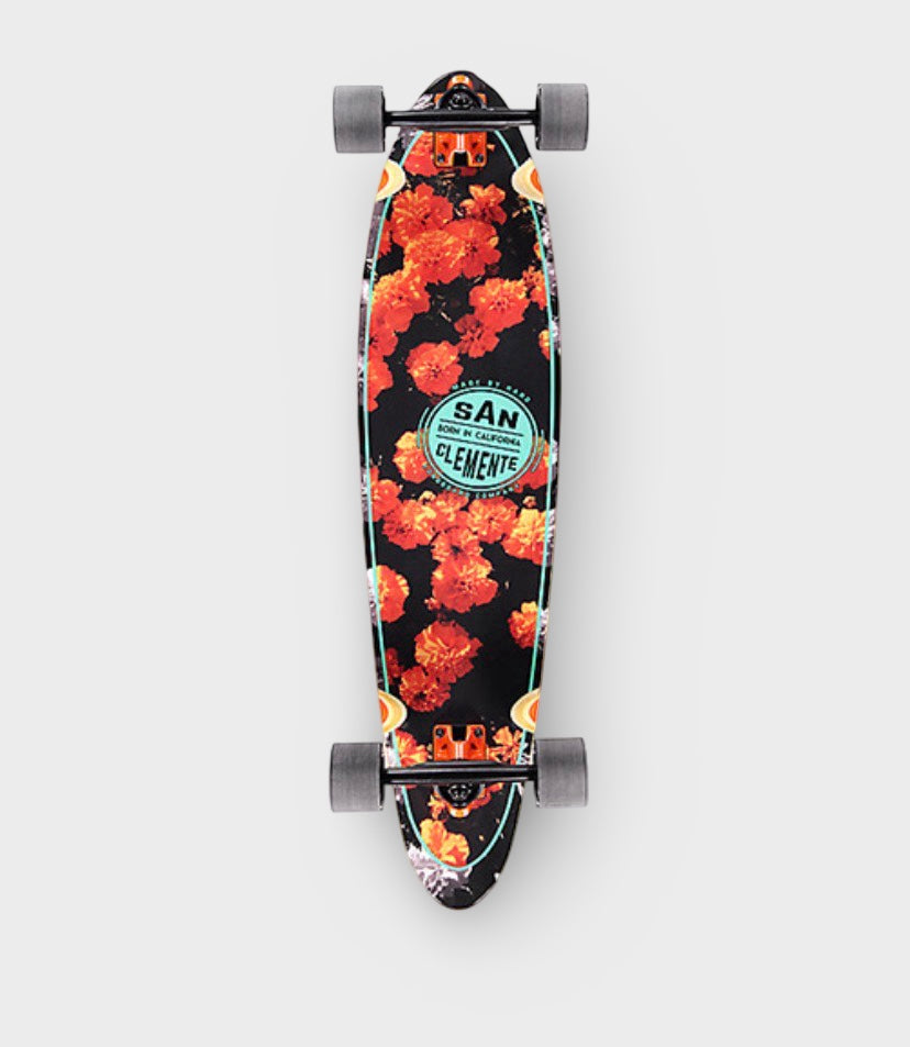 San Clemente 9" X 36" Orange Blossom Squashtail Complete - Krudco. Skateshop