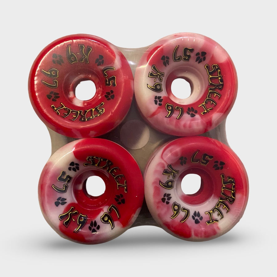 Dogtown 57mm 97A K-9 Red/White Swirl Wheels