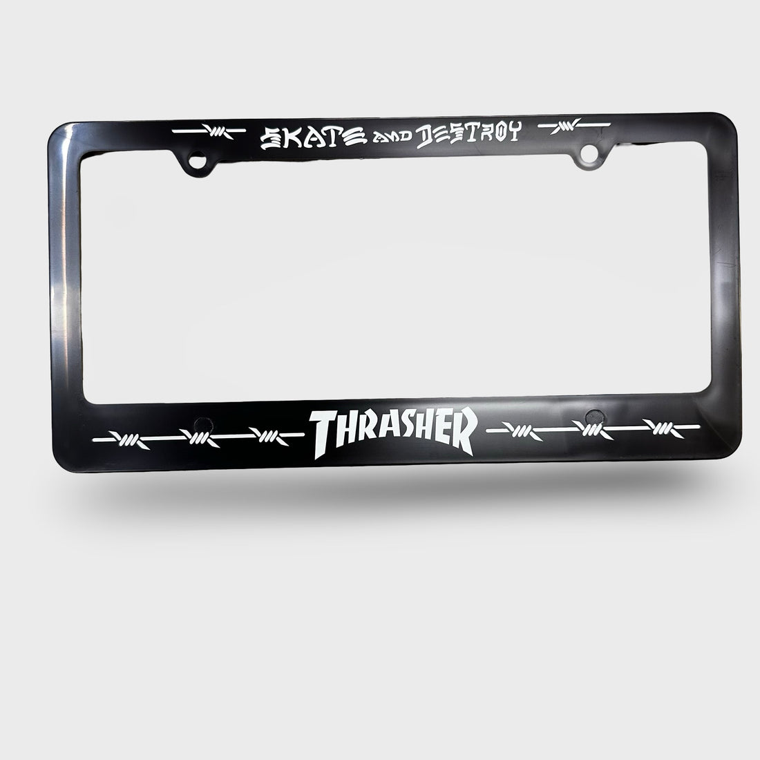 Thrasher Barbed Wire License Plate Holder