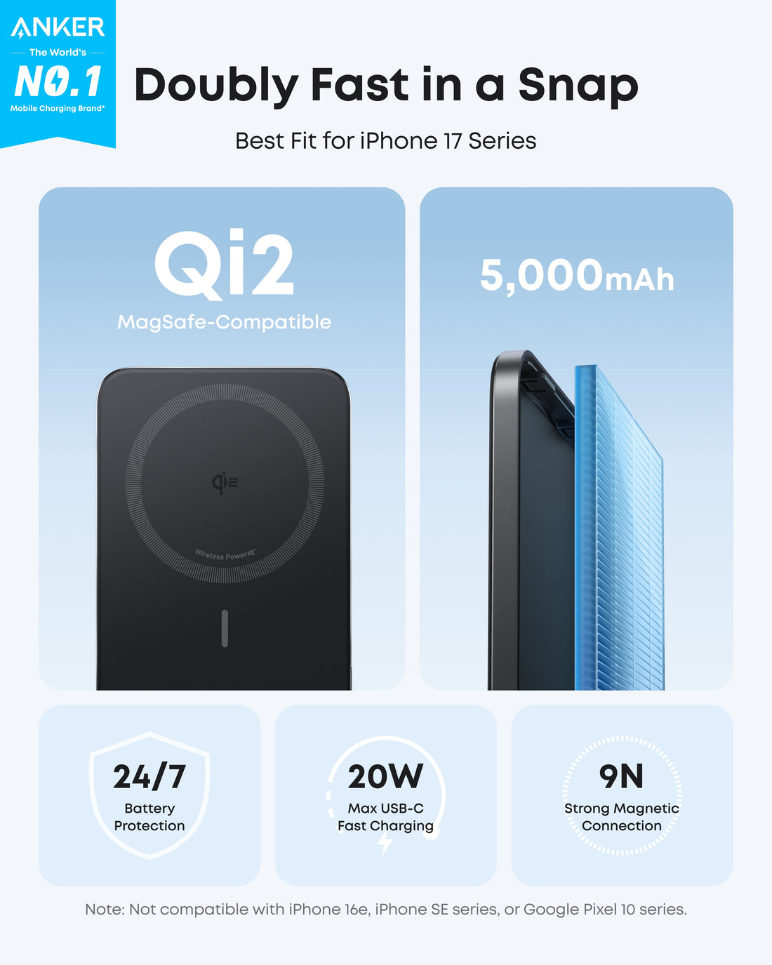 Anker Nano Power Bank (5K, MagGo, Slim) - Krudco. Skateshop