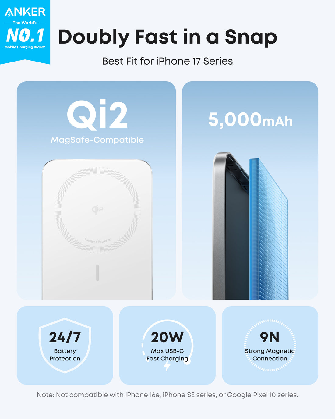 Anker Nano Power Bank (5K, MagGo, Slim) - Krudco. Skateshop