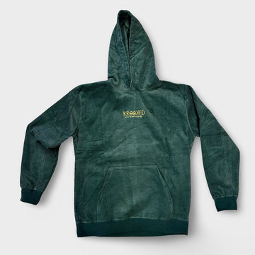 Krooked Large Green Corduroy Emb Hooded Sweatshirt