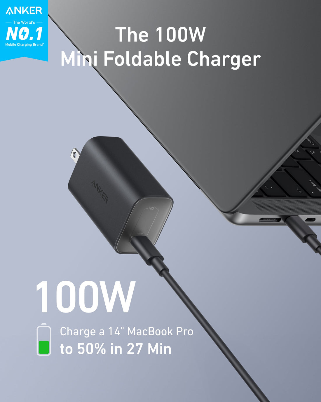 Anker Nano Charger (100W) with USB-C Cable - Krudco. Skateshop
