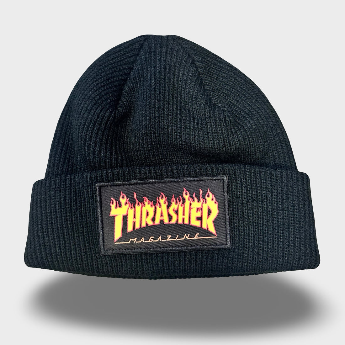 Thrasher Flame Logo Patch Beanie blk