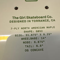 Girl Mike Carrol Curb Cutting  Skateboard deck 8.25” wide