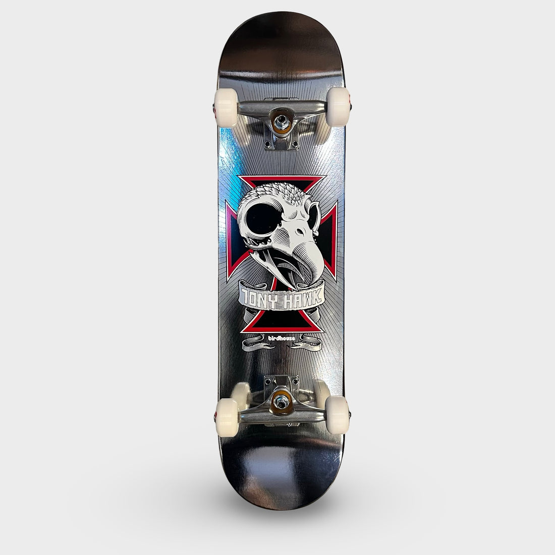 Birdhouse 7.75" Tony Hawk Silver chrome Complete Skateboard - Krudco. Skateshop
