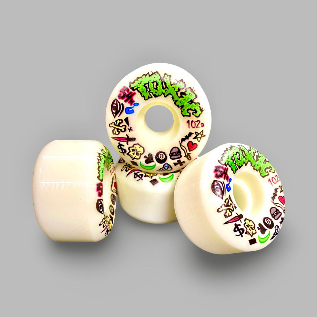 Toxic Team VERY HARD WHITE Wheels 54mm/102a - Krudco. Skateshop