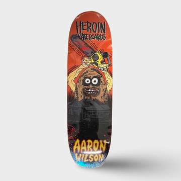 Heroin Skateboards Aaron Wilson TEGGXAS Chainsaw Symmetrical Egg Shaped Deck 9.12