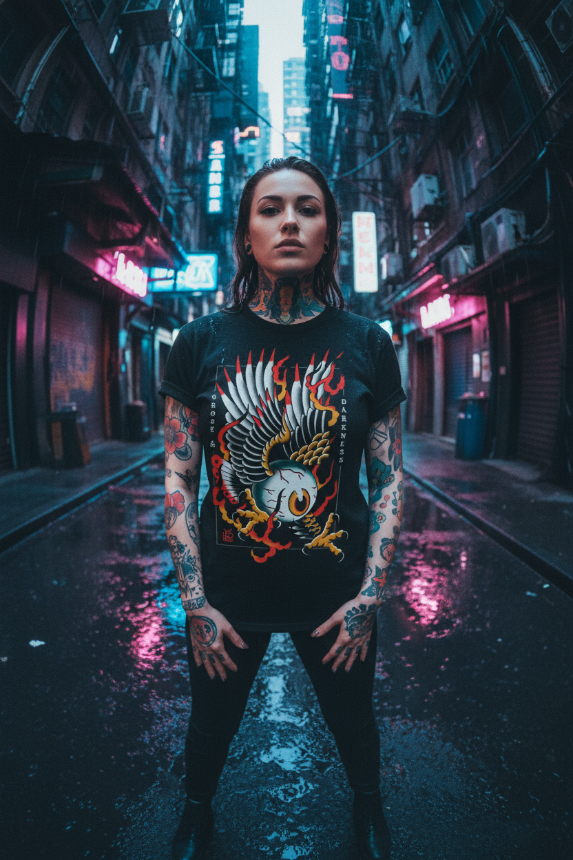 Eagle Eye Tattoo Tee | Ghost & Darkness Streetwear - Krudco. Skateshop