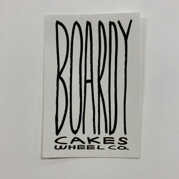 Boardy Cakes Wheel Co. Logo Sticker White Square