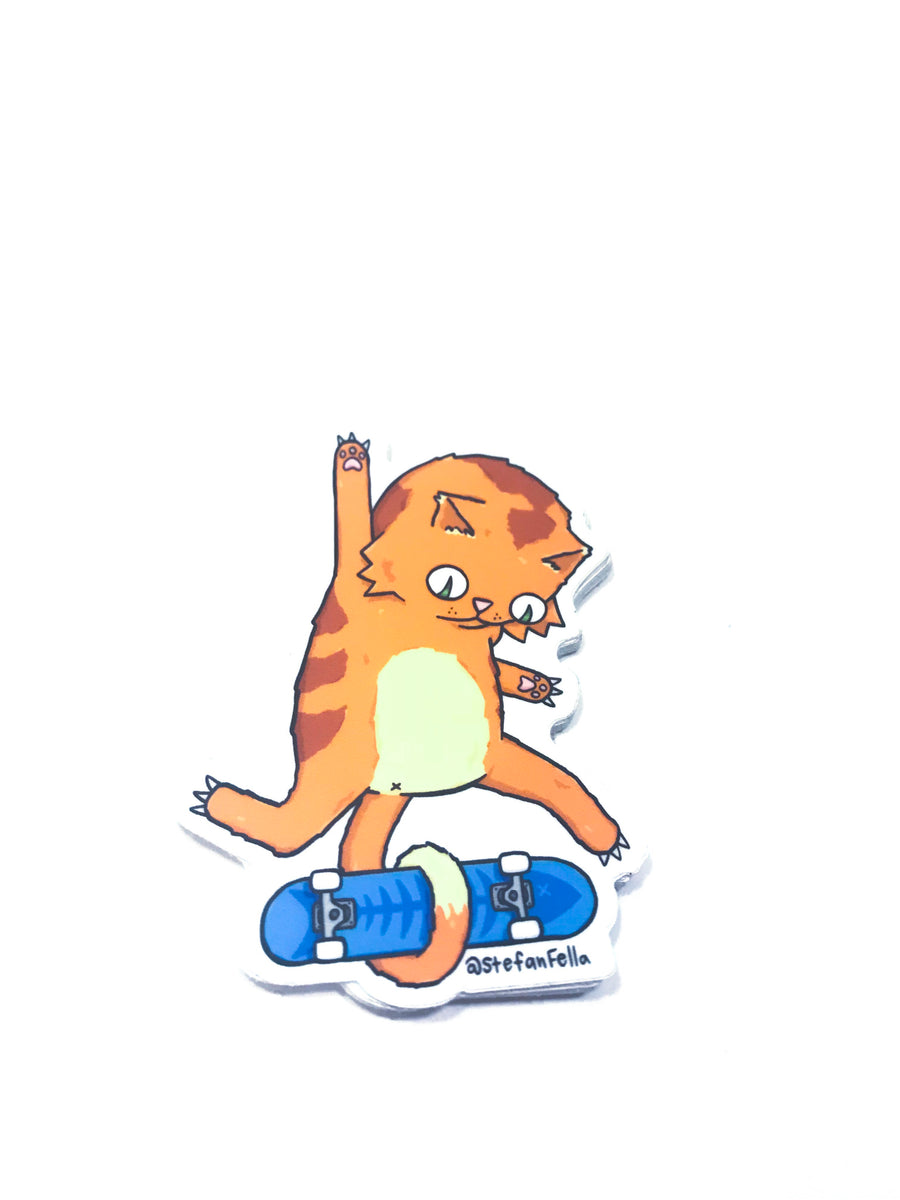 Skateboard Kitty Sticker